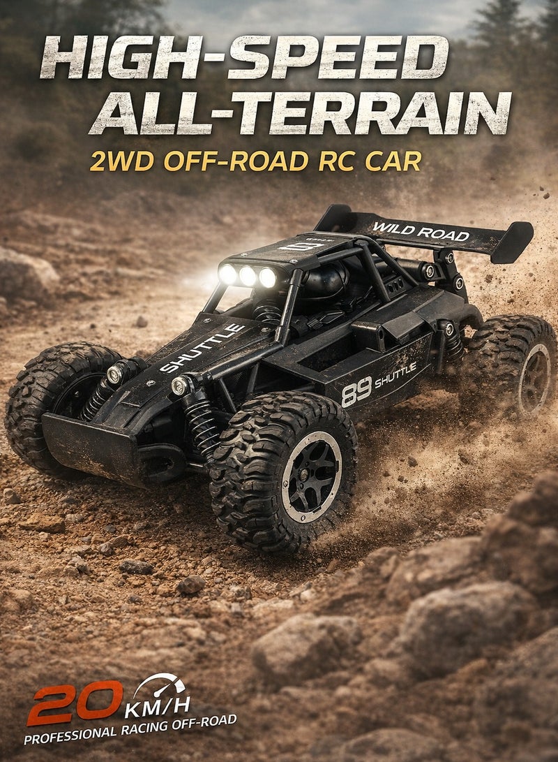 سيارة تحكم عن بعد عالية السرعة للطرق الوعرة 2.4GHz | سيارة RC سبائك 1:16 بإطارات مطاطية كبيرة للدرفت/الانجراف (Bigfoot) ومصابيح أمامية LED | تصميم مقاوم للصدمات قابلة للشحن | سيارة سباق وتسلق خارجية هدية مثالية للأطفال 3+ - Image 1